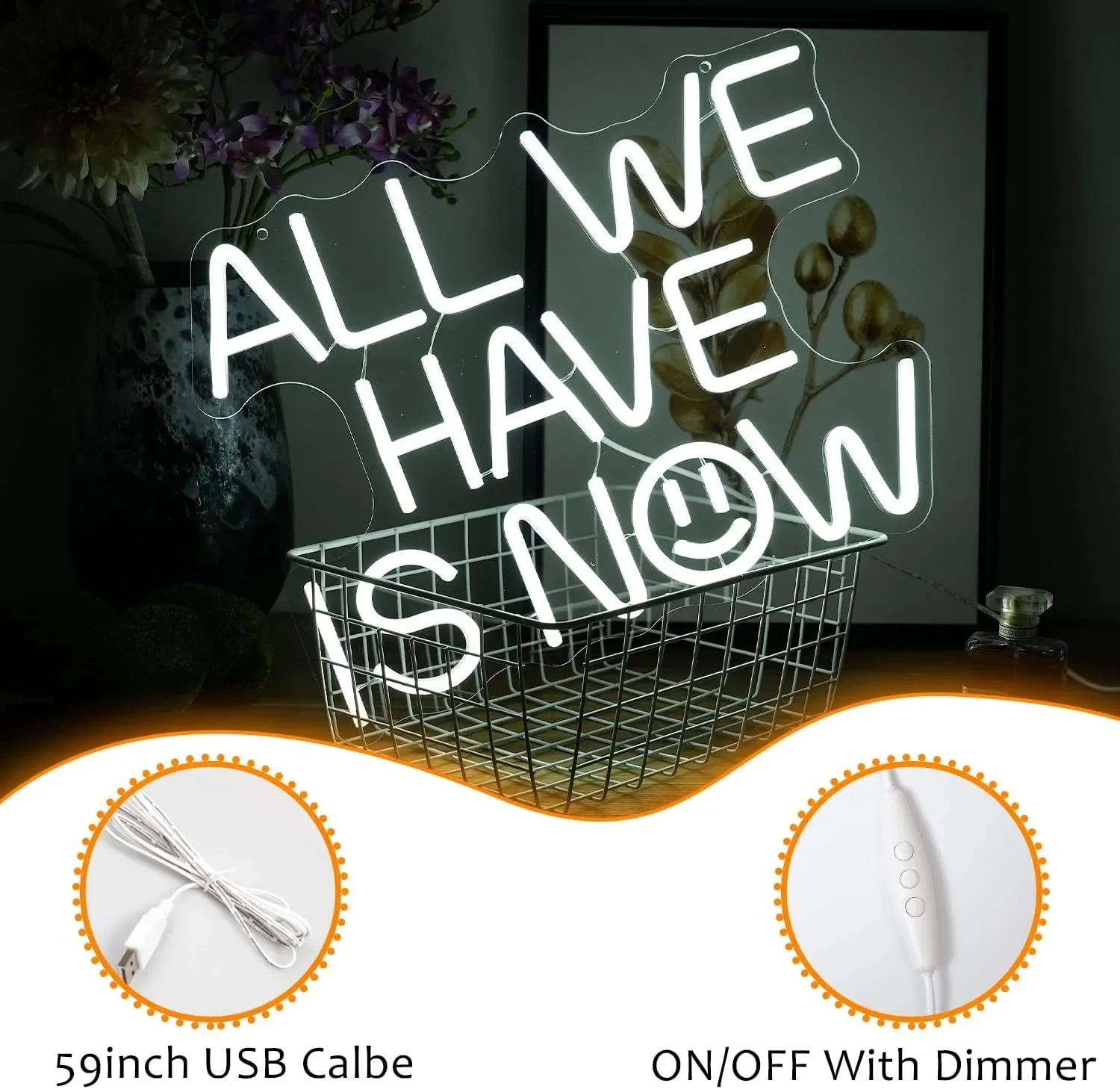 All We Have Is Now Neon Light Sign USB Dimmable LED Neon Sign Dekoracja ścienna do sypialni Salon Prezenty urodzinowe