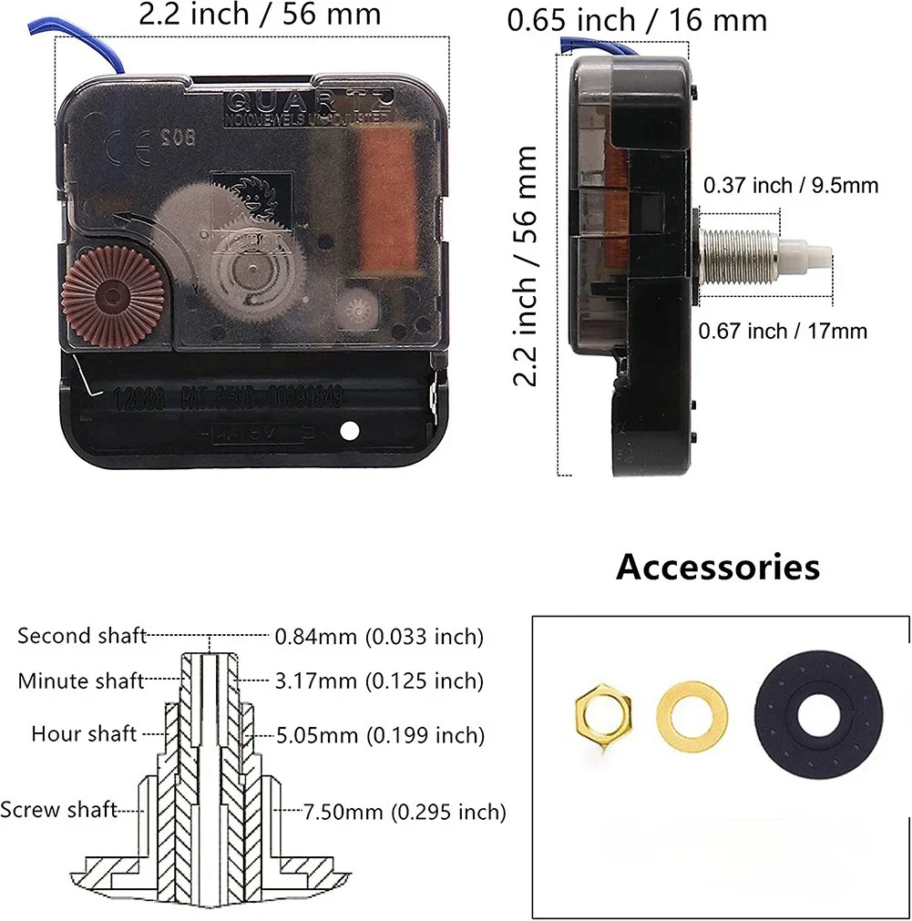 Wall Clock Movement 12888 Sweep Second Silent Clock Tell The Time Young Town Quartz Clocks Diy Parts Extended Axis Accessories