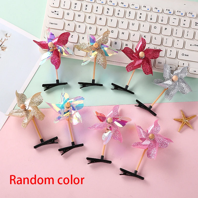 

1Pc Colorful Sequin Windmill Hairpins Rotatable Cartoon Pinwheel Barrettes Girls Hair Clips Children Headwear Hair Accessories