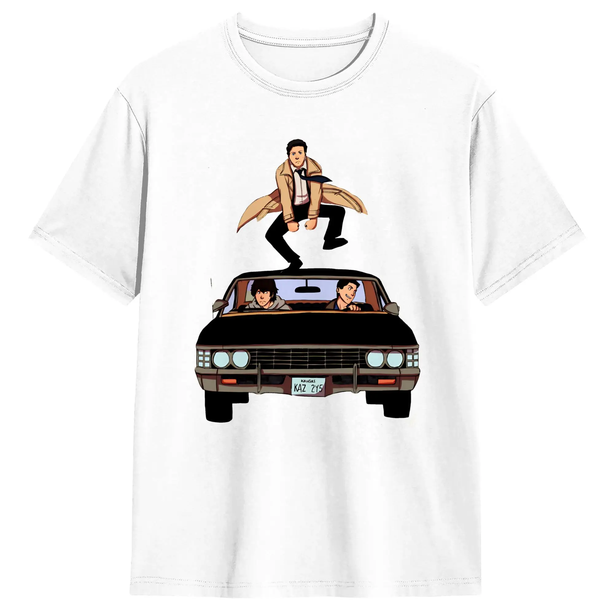 

Men's T-Shirts Impala Supernatural Vintage 100% Cotton Tee Shirt Short Sleeve T Shirts O Neck Tops Graphic Printed