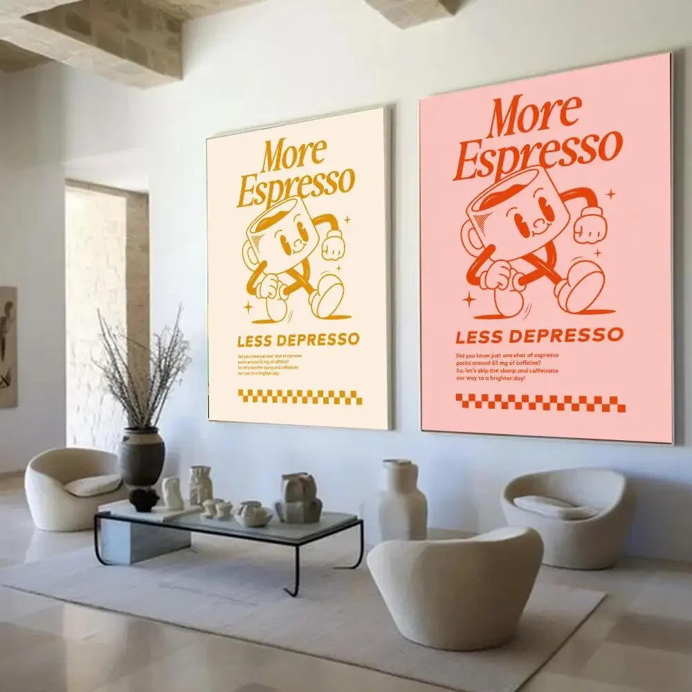 More Espresso Less Depresso1 Painting Calligraphy Wall Art HD Canvas Oil Painting Posters Prints Home Bedroom  Decor Gift
