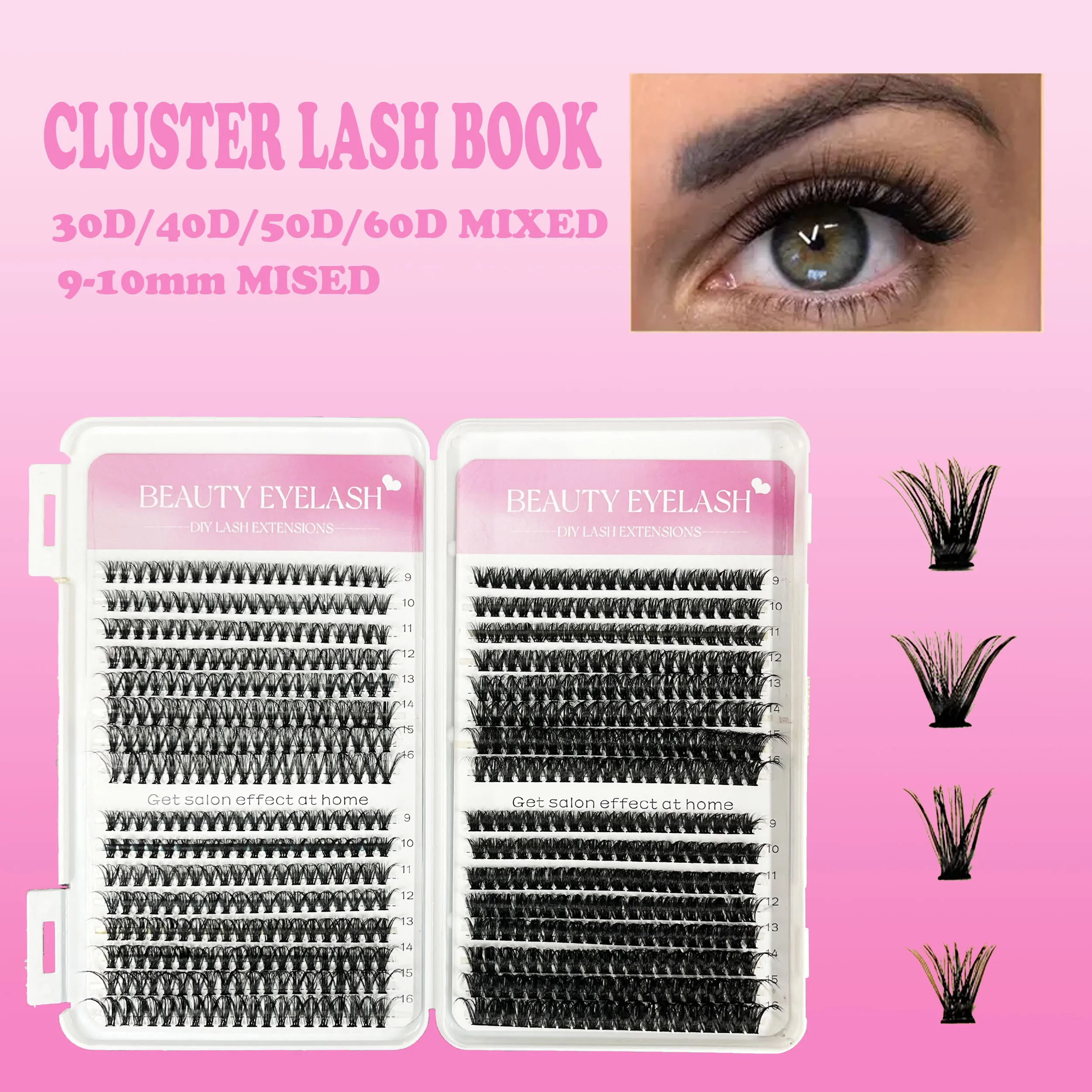 32 Rows 640 PCs Natural Wispy Cluster DIY Lash Extension High Quality Professional DIY Lashes