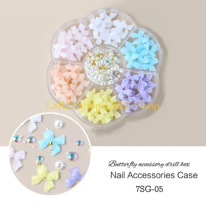 L8RD BOW 네일 아트 장식 아크릴 네일 데칼 네일 아트 디자인 보석 헤어 클립 제작을위한 젤 네일 스티커