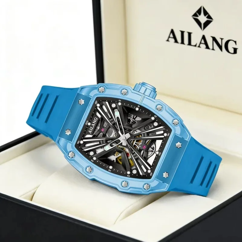 AILANG 8109 2026 Men's Automatic Mechanical Watch Unique Hollow Skeleton Design Waterproof Wristwatch
