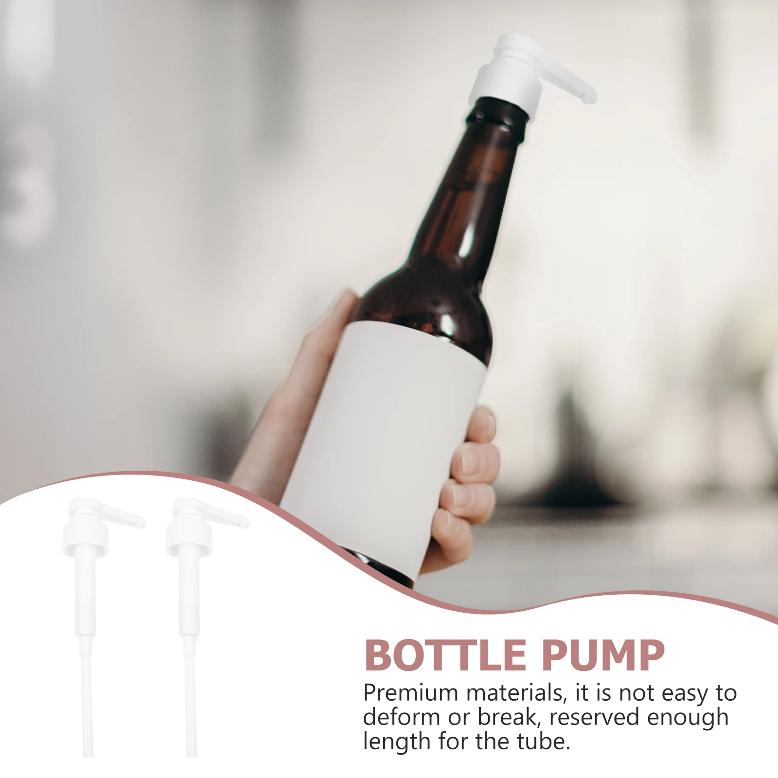 

2pcs Syrup Quantitative Pump Bottle Dispenser Premium Replacement Parts Long Tube Shampoo Beverage Pump Head Universal