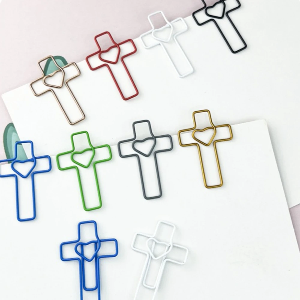 80Pcs Love Cross Paper Clips Love Metal Bookmark Clip Cute Paper Clips Bulk Wedding Cards Bulletin Boards Office Decor Supplies