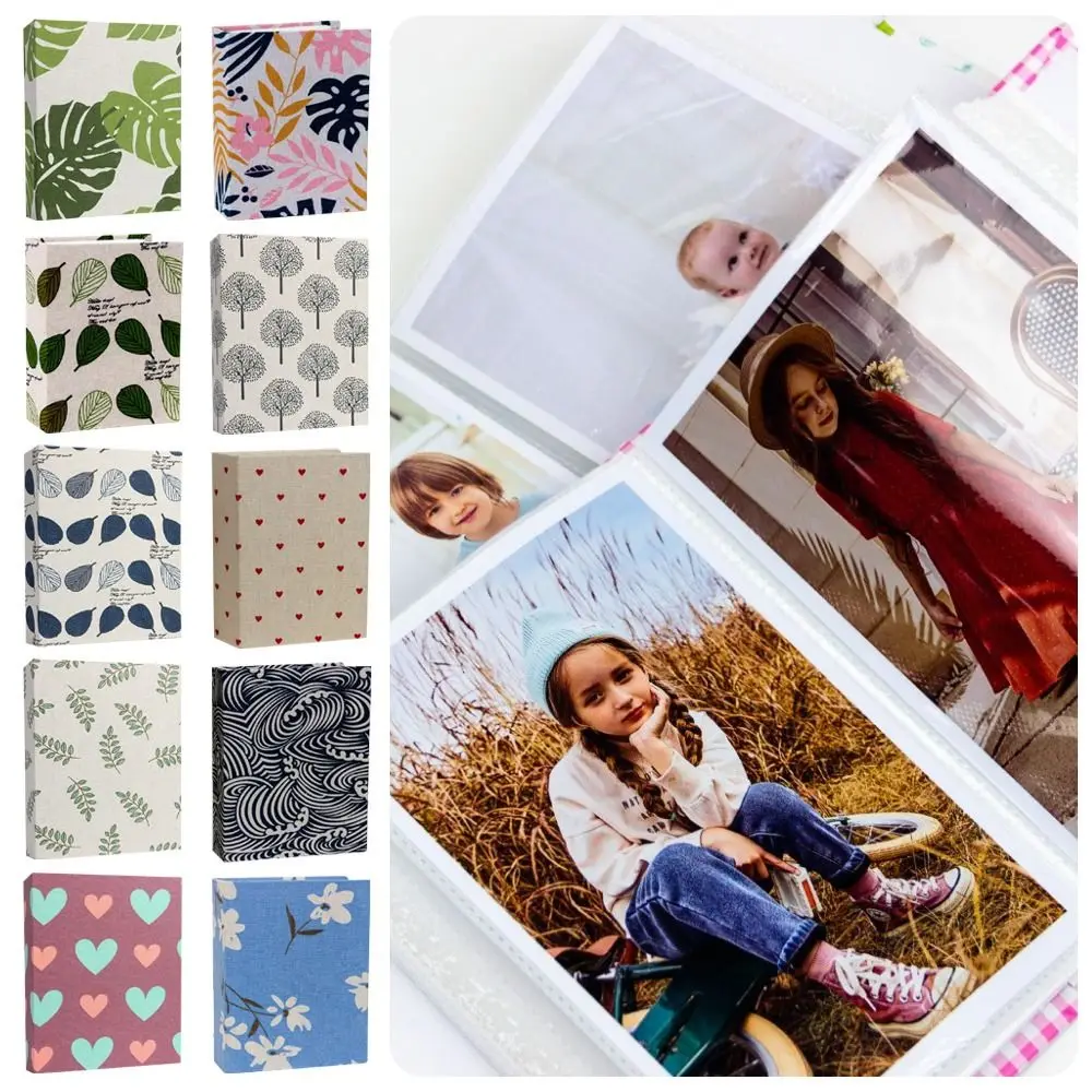 100 Pockets Photo Album 4x6 Photos Linen Cover Small Scrapbook Album DIY Writable Photo Storage Wedding Family Anniversary