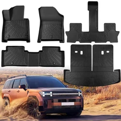 [Hybrid] TPE Floor Mats for 2024 - 2026 Hyundai Santa FE Hybrid All Weather Protection Cargo Liner Trunk Mat with Backrest Pad