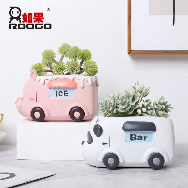 

Flower Pot Succulent Potted Resin Flower Device Cartoon Animal Camping Car Home Gardening Decoration pots for plants