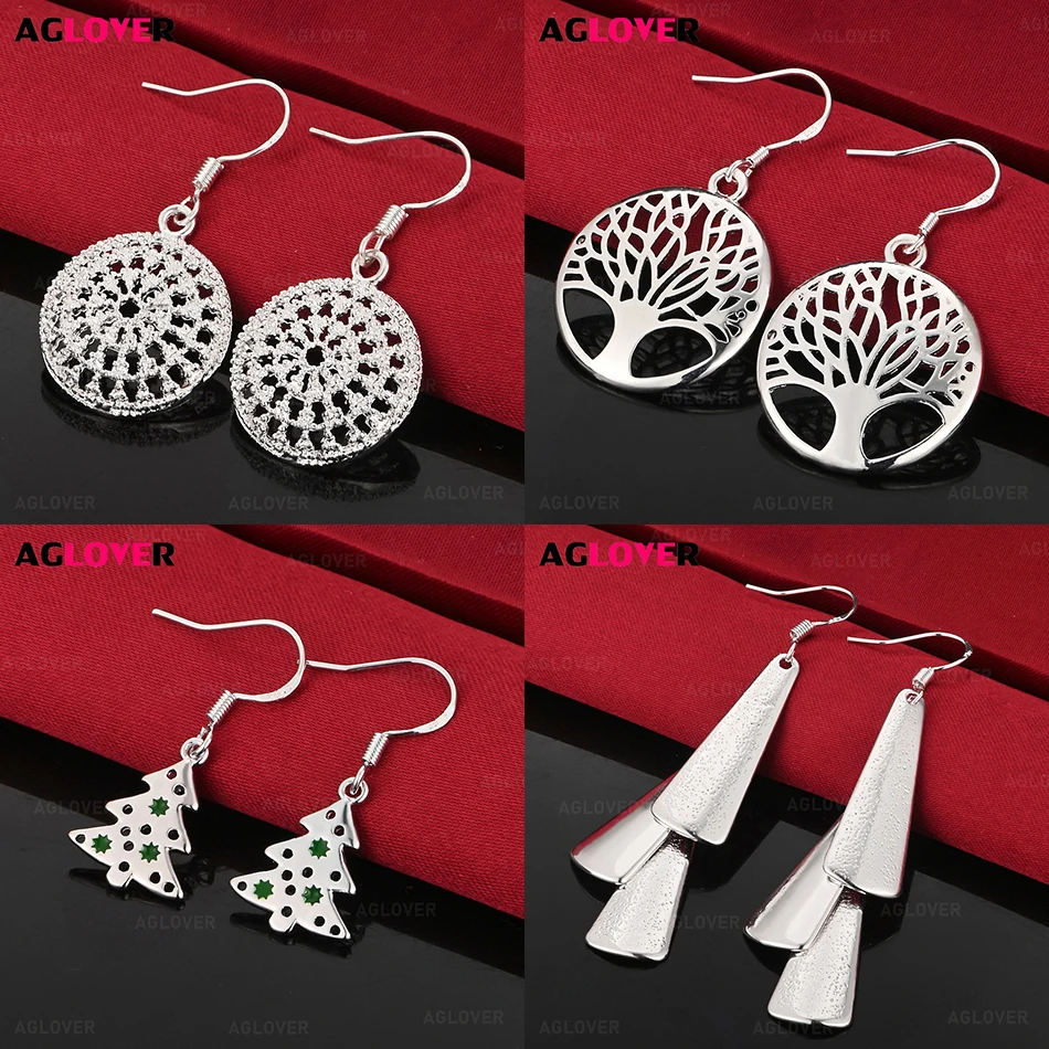 

AGLOVER 925 Sterling Silver Hollow Embossed Tree Of Life Earrings Women'S Versatile Unique Engagement Wedding Jewelry