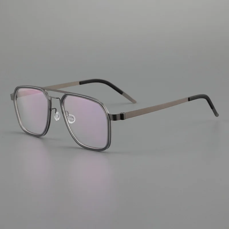 

New Pure Titanium Eyeglass Frame Can Be Equipped with Degree Lenses Classic Trendy Box, Double Crossbeam Design for Men Glasses