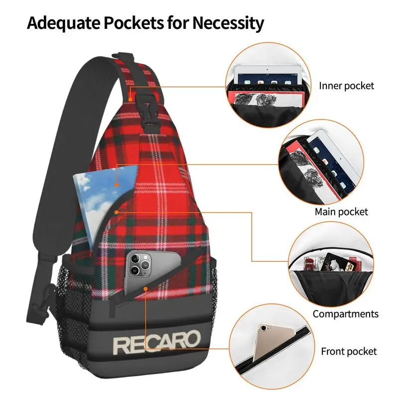 RECARO-Bolso de hombro con logotipo personalizado para hombre, mochila cruzada para el pecho, a la moda, para ciclismo, Camping, Daypack