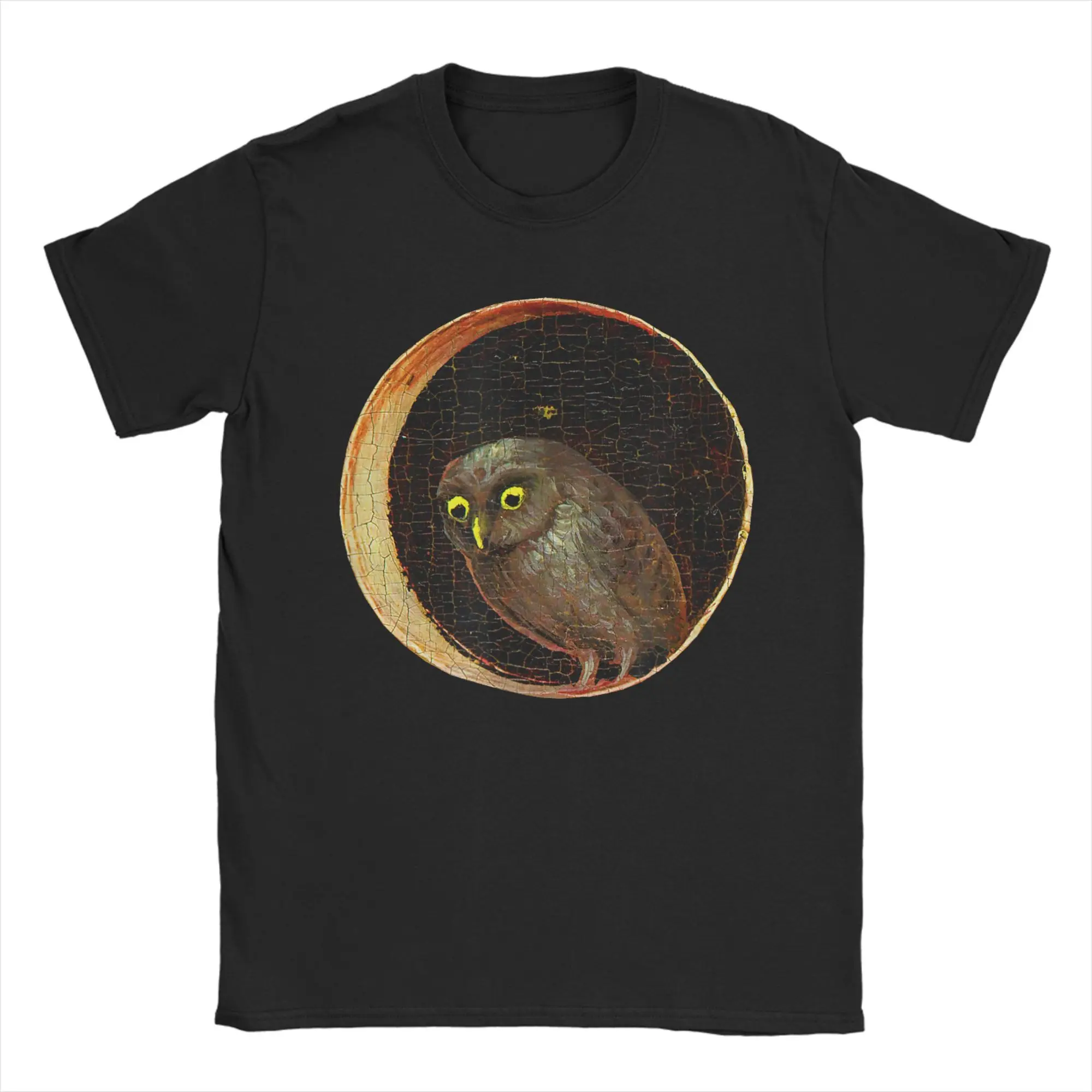 Hieronymus-Bosch Owl Garden of Earthly Delights T-Shirt Men Novelty Cotton Tee Round Neck Short Sleeve T Shirts New Arrival Tops