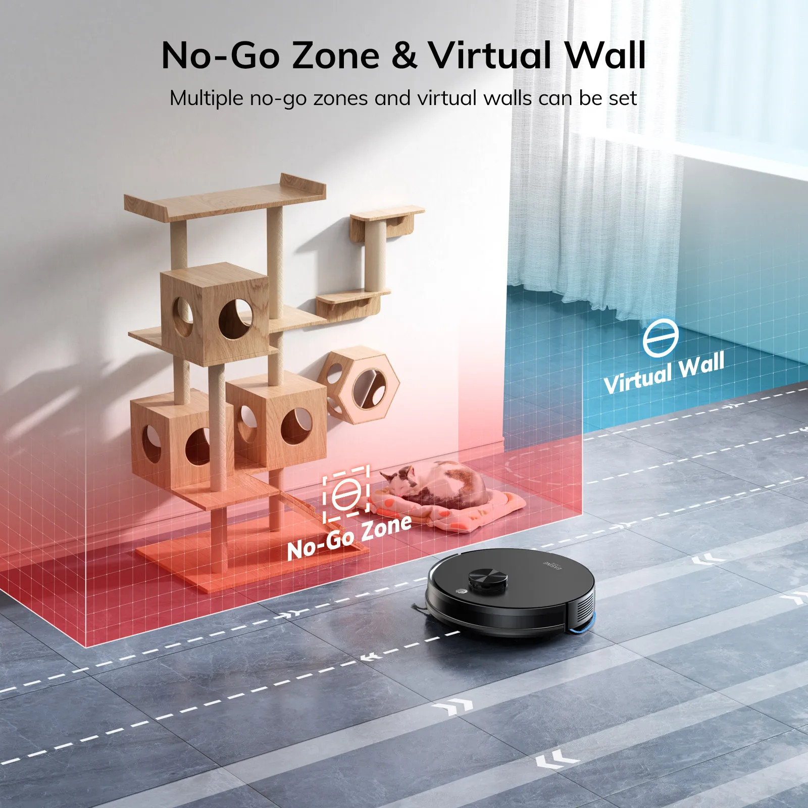 EASINE BY ILIFE S20 5000Pa شفط، مجموعة مكنسة كهربائية وممسحة روبوتية، تفريغ ذاتي، سعة 60 يومًا، تطبيق/عن بعد، تشغيل 180 دقيقة #6