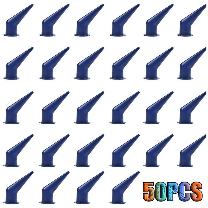 AEE3-50 Pieces Cones Nozzles For Bulk Caulk Tool, Cones Nozzles Caulking Nozzle Caulk Nozzle Applicator Replacement Blue