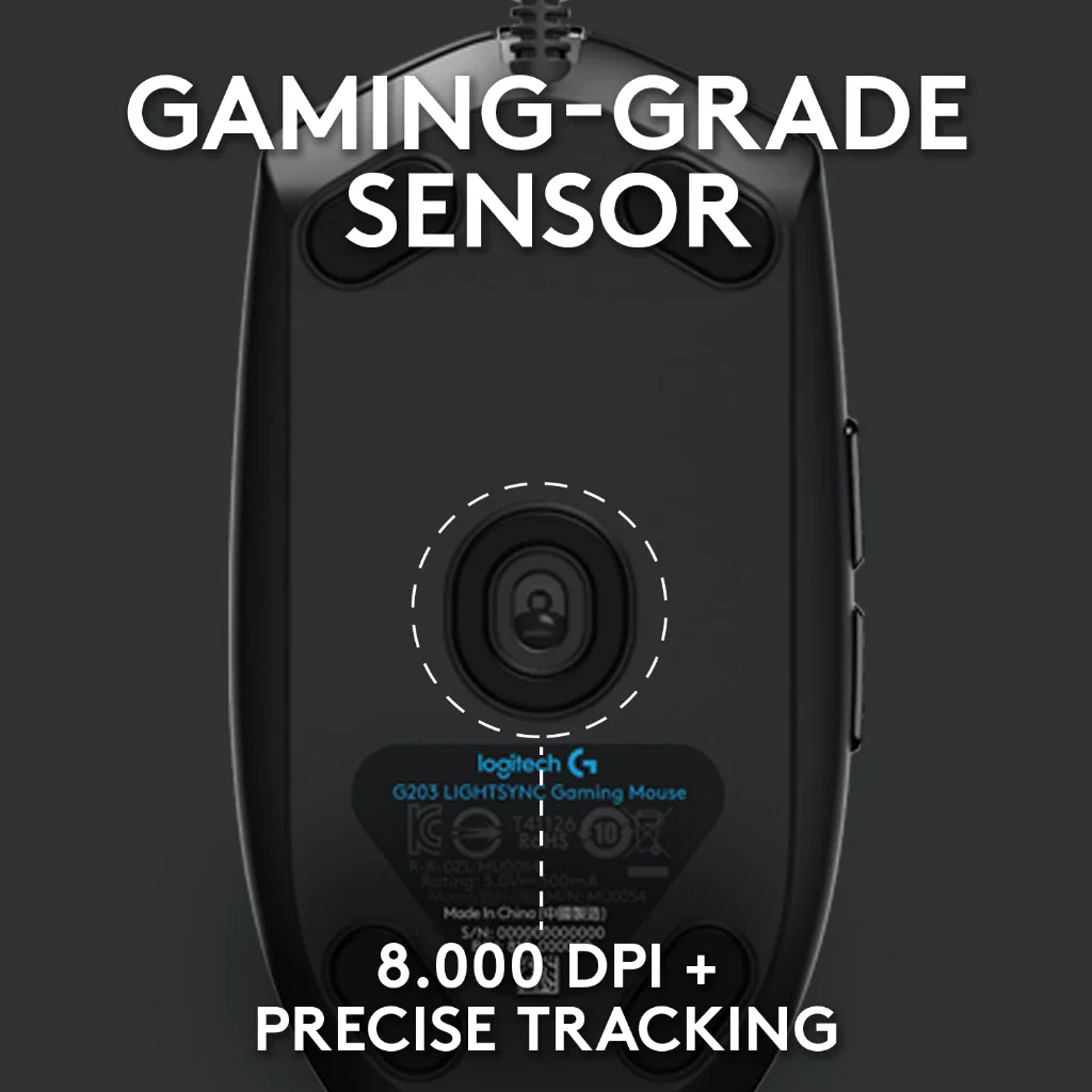 ماوس الألعاب Logitech G102 Prodigy 8000 نقطة في البوصة، 6 أزرار، معدل تقرير 1 مللي ثانية، إضاءة RGB لـ eSports FPS MOBA، كمبيوتر ألعاب الكمبيوتر