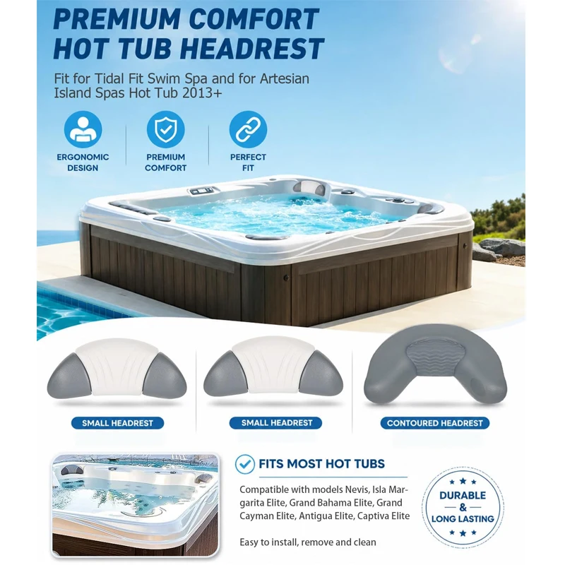 1x Neck Pillow (26-1304-85) & 2 Head Pillows (26-1303-85) For Artesian Island spas hot tubs & Tidal Fit Swim Spa Headrest Pillow