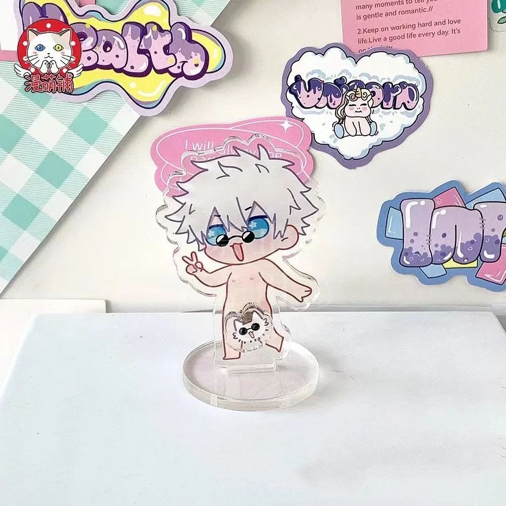 Anime Jujutsu Kaisen Gojo Satoru Stand Acrylic Q Version kawaii Model Doll Cartoon Desk Decor Gifts