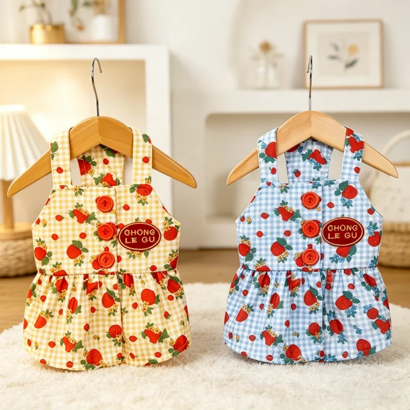Ropa de verano para perros caniches y gatos – Estilo princesa, cuadros - imagen 5