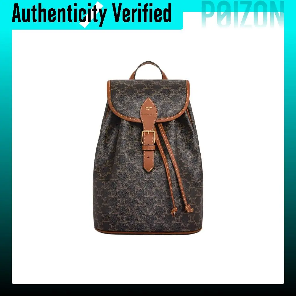 CELINE Folco Cow Leather Backpack Medium Women's Tawny 117902CAS-04LU