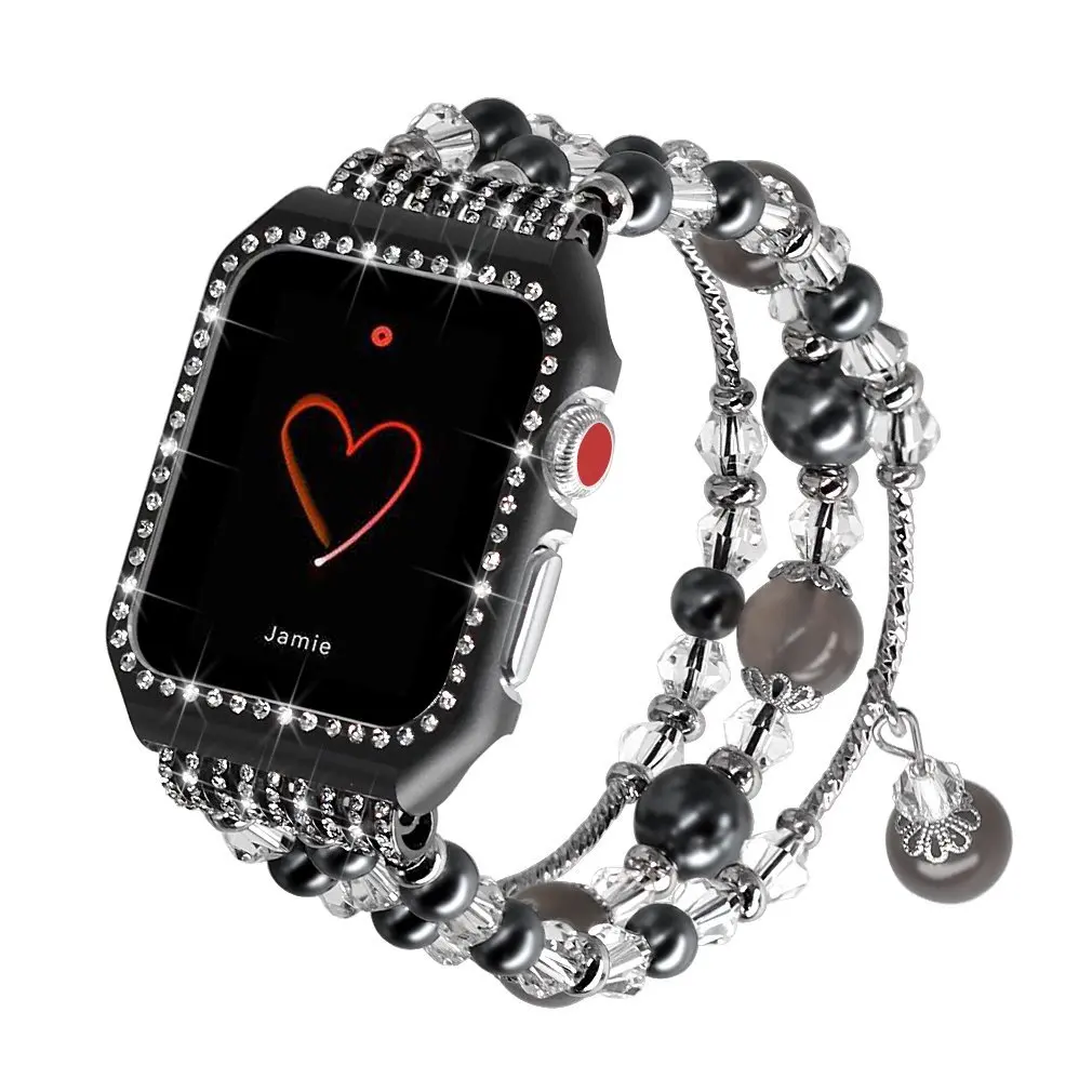 

Diamond Case+Strap For Apple Watch 8 41mm 45mm Series 7 Band 40mm 44mm Women Elastic Stretch Bracelet For iWatch 38 42mm Correa