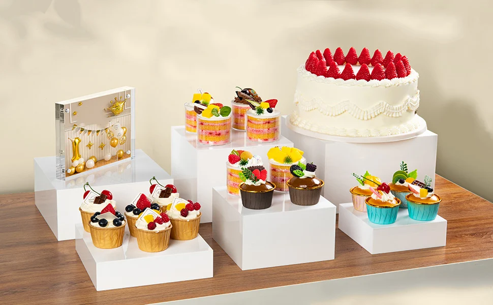 Espositore verticale per alimenti da buffet da pranzo in acrilico bianco