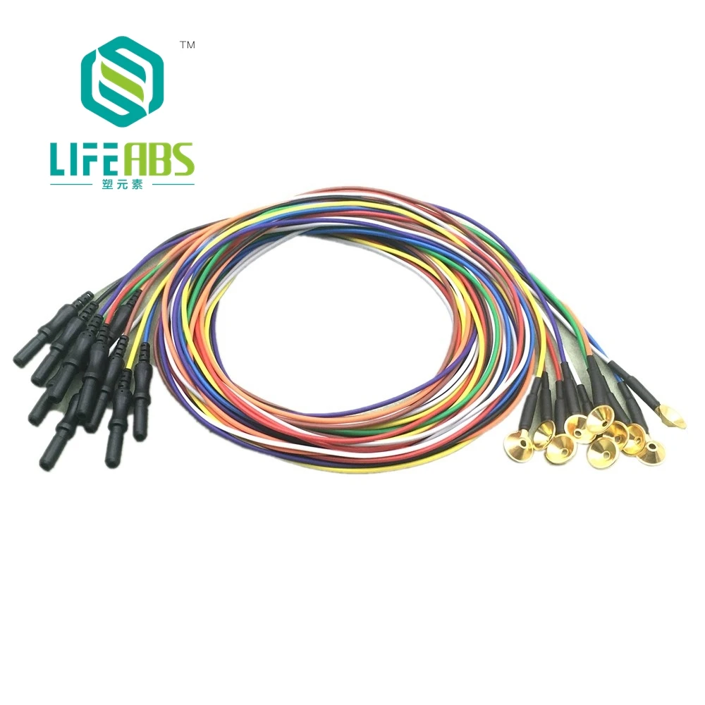 10PC Color brain electrode EEG wire brain conductance wire 10 starting gold-plated disk mounted electrode wires DIN1.5mm view 5