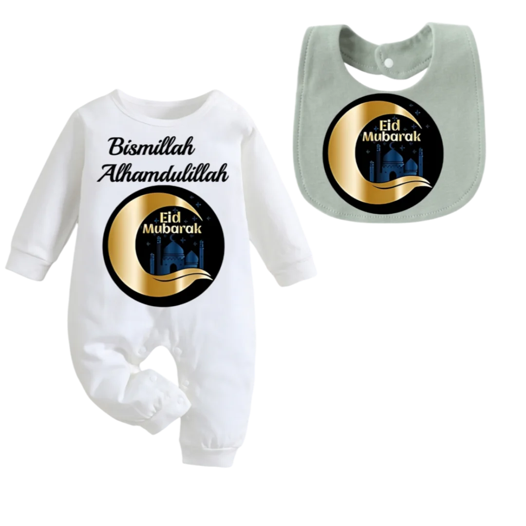 

Baby boy/girl one-piece suit Muslim newborn bib cartoon tight-fitting suit Holy Baby clothing newborn crawling suit 0-9M
