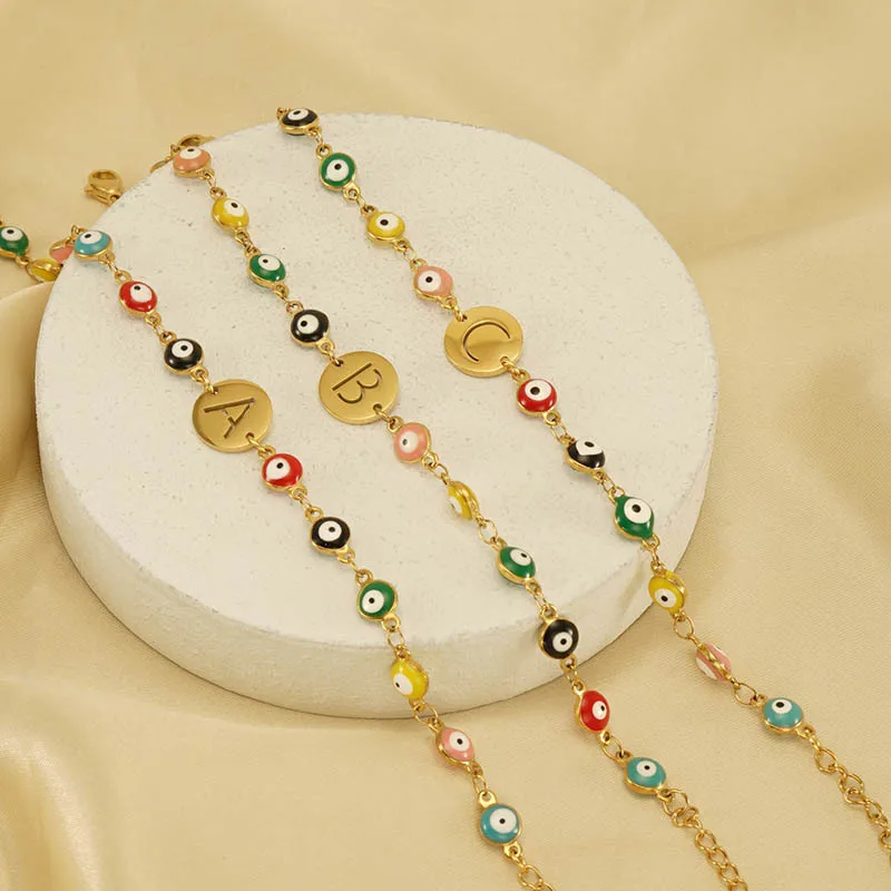 

10 шт., турецкий браслет дьявола с разноцветными глазами и буквами любви, оптовая продажа, унисекс, браслет из нержавеющей стали, первоначальный браслет, очаровательные ювелирные изделия для женщин