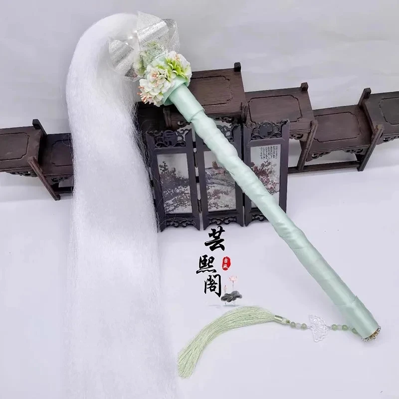 Shi Qingxuan Cosplay Pruik Spel Anime Tian Guan Ci Fu Fengshi Haar Kroon Opvouwbare Waaier Zwarte Pruik Kroon Fuchen Prop Voor Halloween