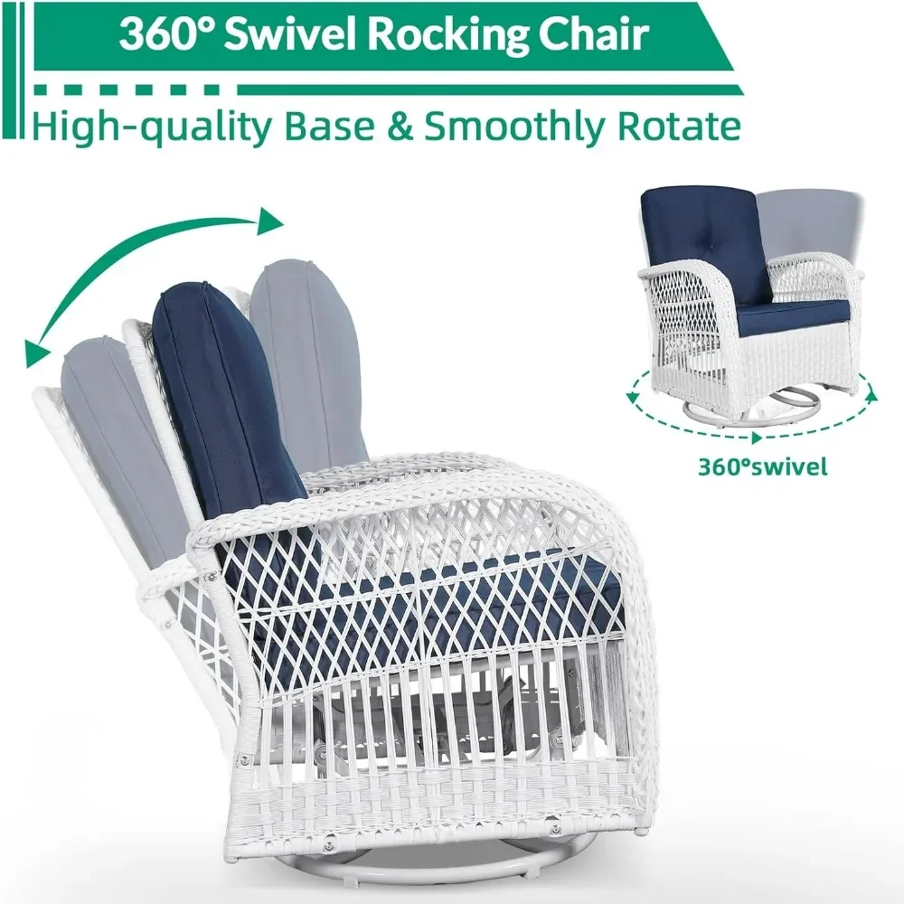 Outdoor conversation bistro, terrace rotary glider rocking chair rattan furniture