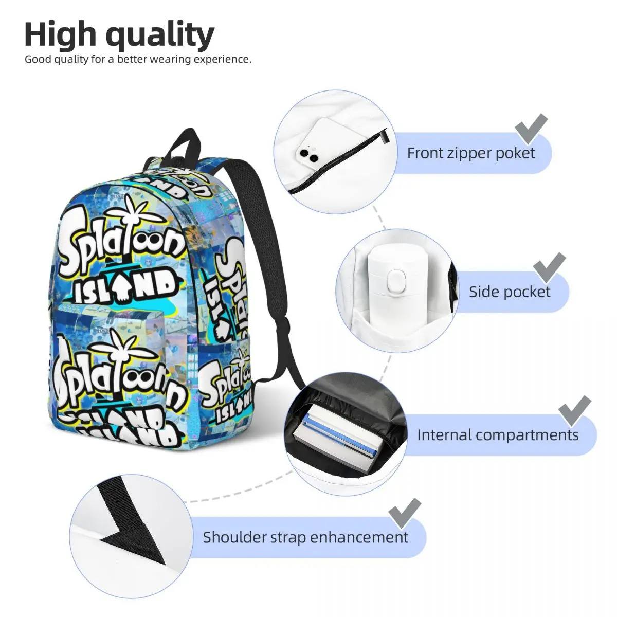 Splatoon Game Backpack for Boy Girl Kids Student School Bookbag Cartoon Daypack Preschool Kindergarten Bag Travel