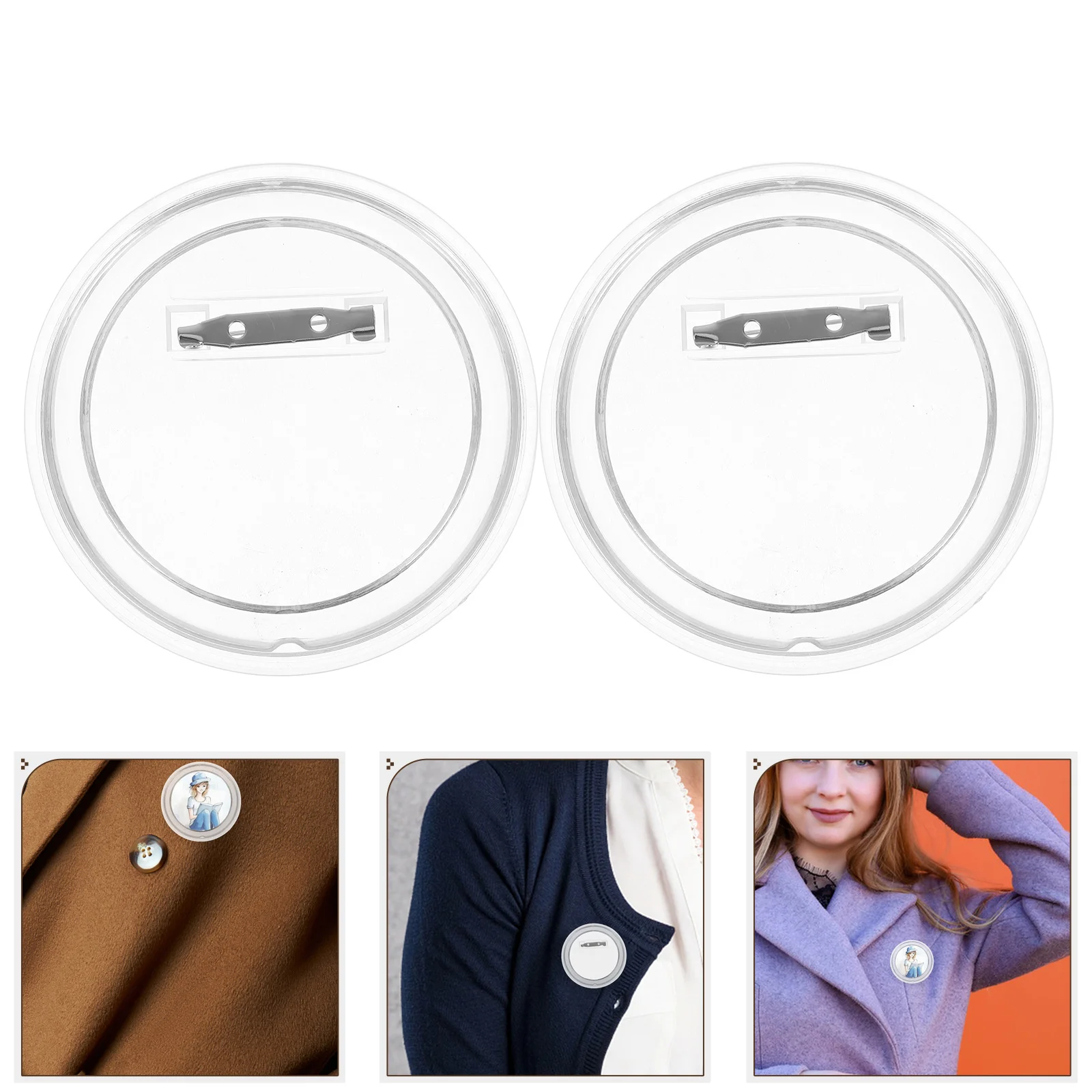 

10 Pcs Acrylic Badge Photo Frame Backpack Buttons Pin Bracelets Badges Pins Vintage