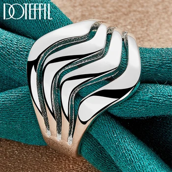 DOTEFFIL Vier Linien Glatte Ring Für Frau Mann Mode Hochzeit Verlobung Party Geschenk Charme Silber Farbe Schmuck