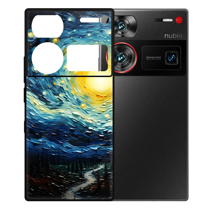 Phone Case For ZTE Nubia Z60 Ultra Starry Night Moon Cases Creative Simple Protective Back Cover Silicone Frame Shell