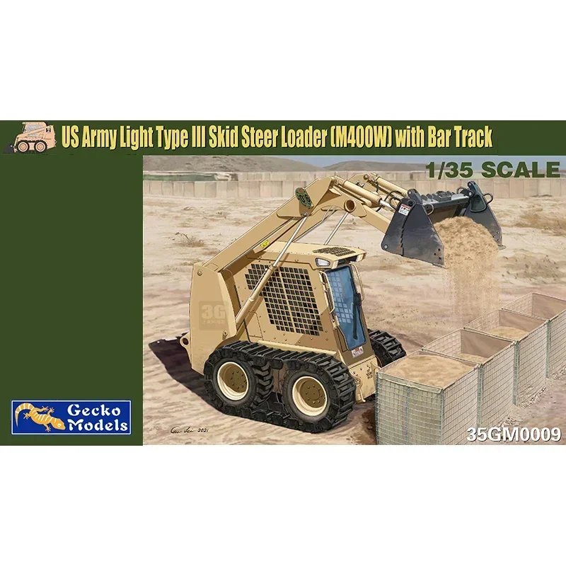 

Gecko Model Kit 35GM0009 US Army Light Type III Skid Steer Loader (M400W) with Bar Track 1/35 assembly Model Kit
