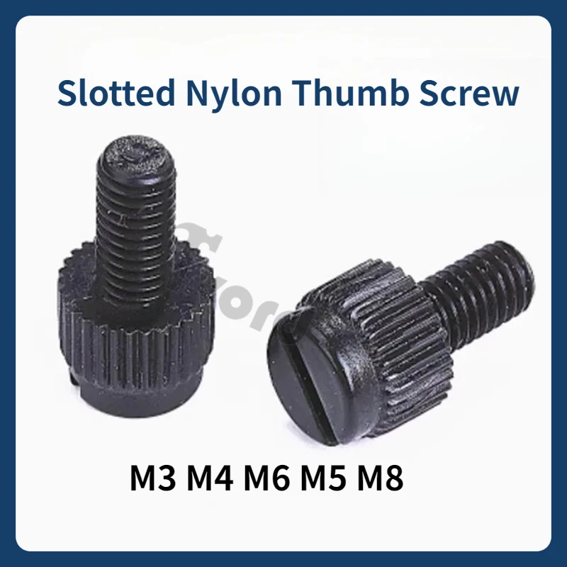 

10pcs M3 M4 M5 M6 M8 Black Nylon Thumb Screw PA66 Nylon Plastic Knurled head Hand Twist Screw Computer Hand Tighten Screws