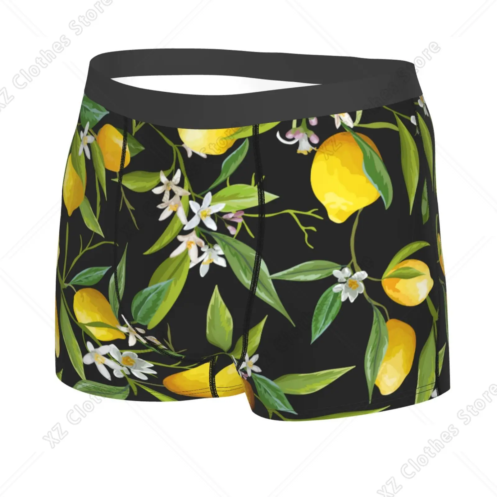 Fruits Lemon Floral Pattern Men Underwear Boxers Men's Novelty Underpant Breathable Printed Male Underpants Man Boxer Briefs