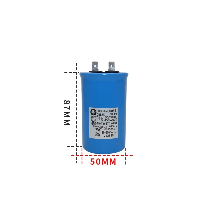 

Washing machine capacitor 17UF CBB65A-1 starting capacitor Single insertion piece