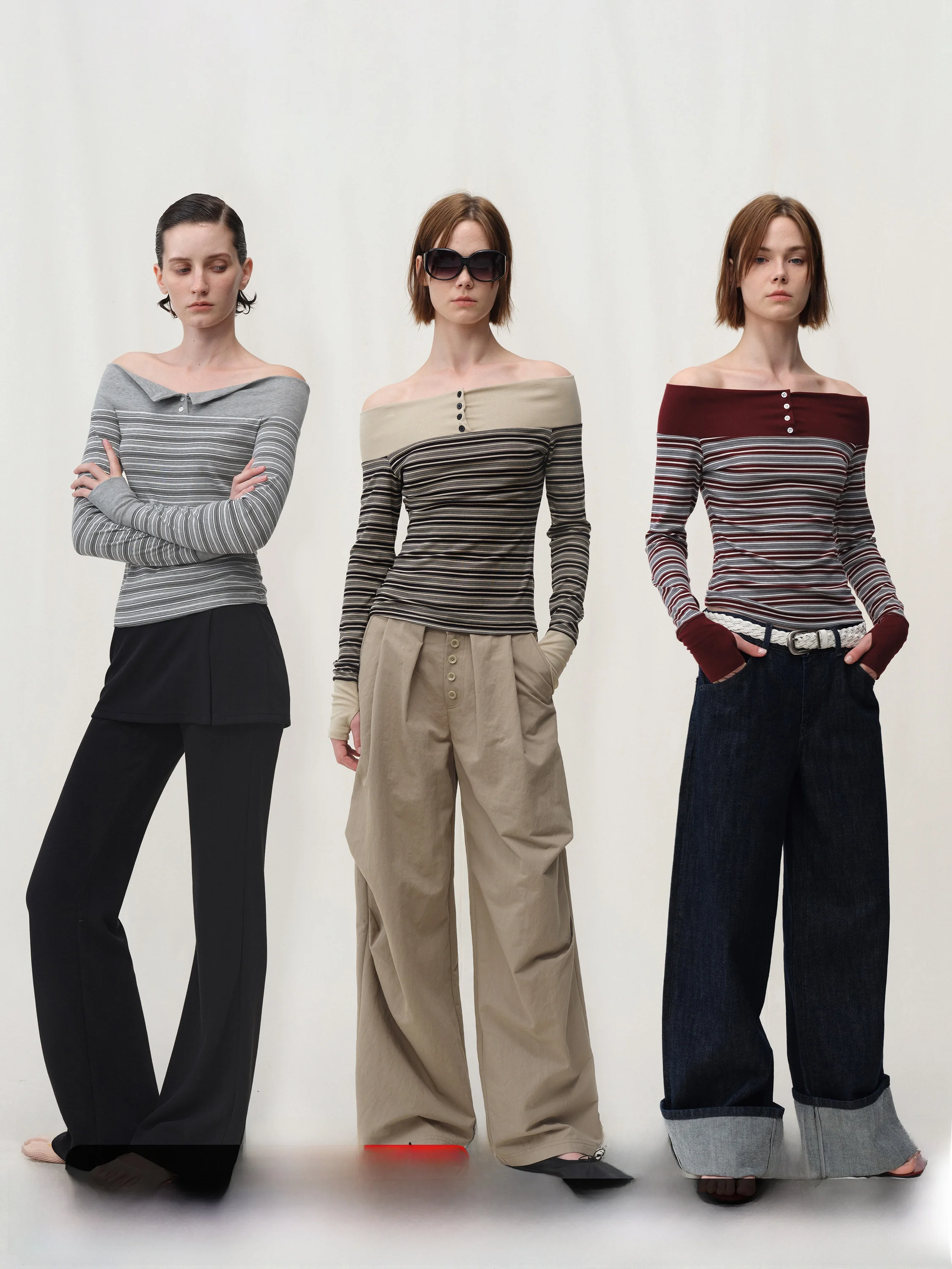 

SMIIILE Ретро полосатая футболка на одно плечо, женская весенняя дизайнерская облегающая футболка с открытыми плечами, длинный све