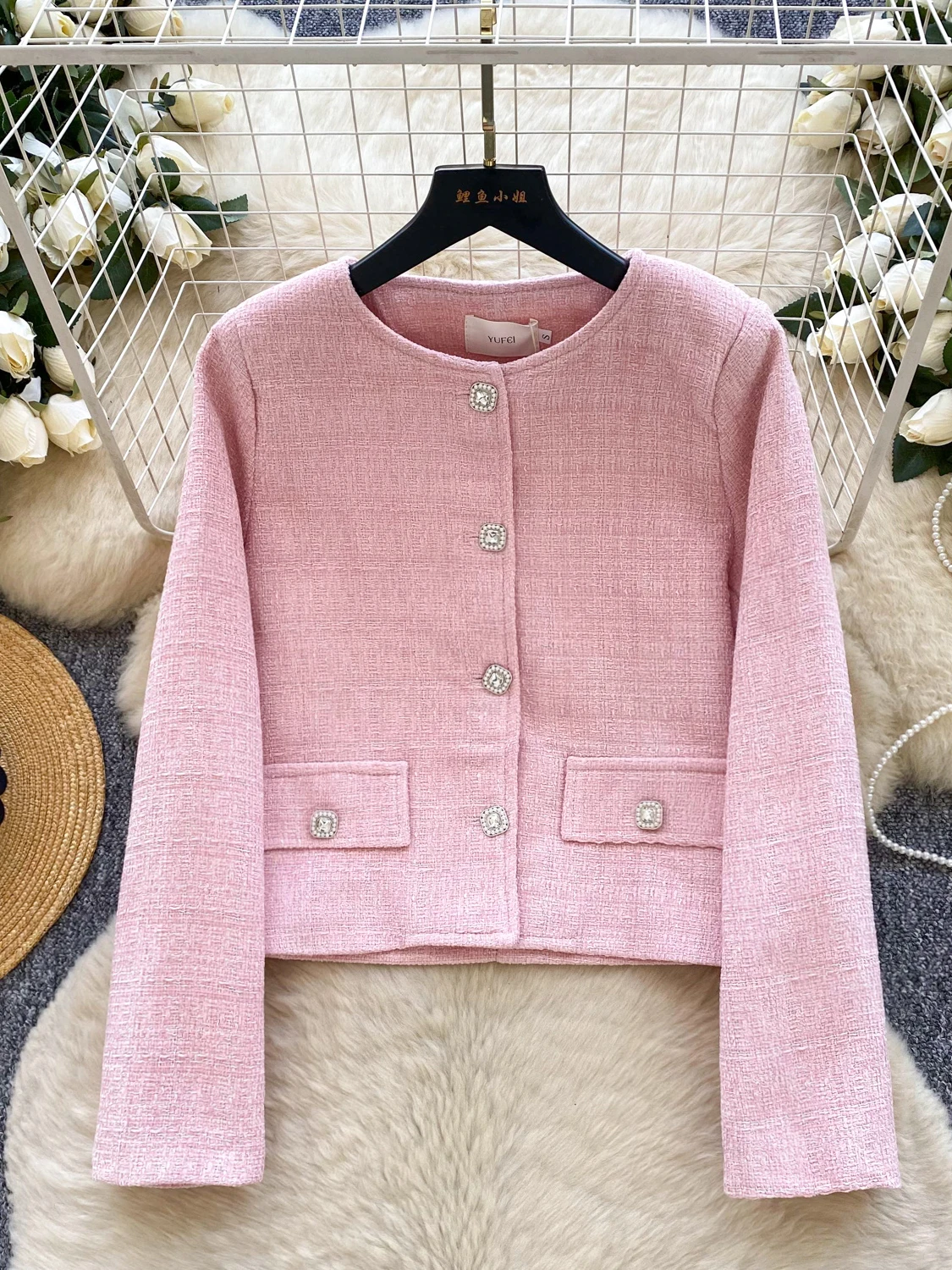 

Faionable жемчужные пуговицы, круглое Ne Jaet, женское роскошное пальто свободного кроя, длинное пальто Sve ort, женская верхняя одежда Ele