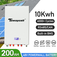 Tewaycell 48V 100Ah 200Ah Powerwall 5KWh 10KWh LiFePO4 Battery Pack With RS485 CAN 6000 Cycles Built-in BMS Solar System NO TAX
