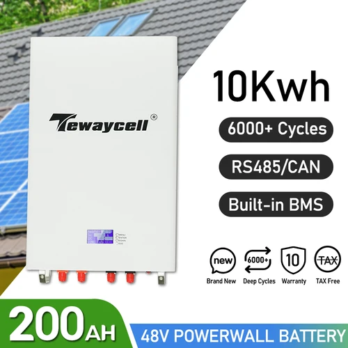 테웨이셀 48V 100Ah 200Ah 파워월 5KWh 10KWh 리튬인산철 배터리 팩 RS485 CAN 6000 사이클 내장 BMS 태양광 시스템 무관세