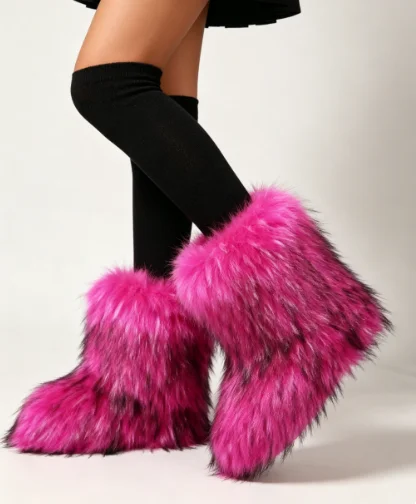 Winter Fluffy Fur Warm, Skin-friendly and Comfortable Snow Boots 2026 New Women's Large Size Solid Color Non-slip Naked Boots