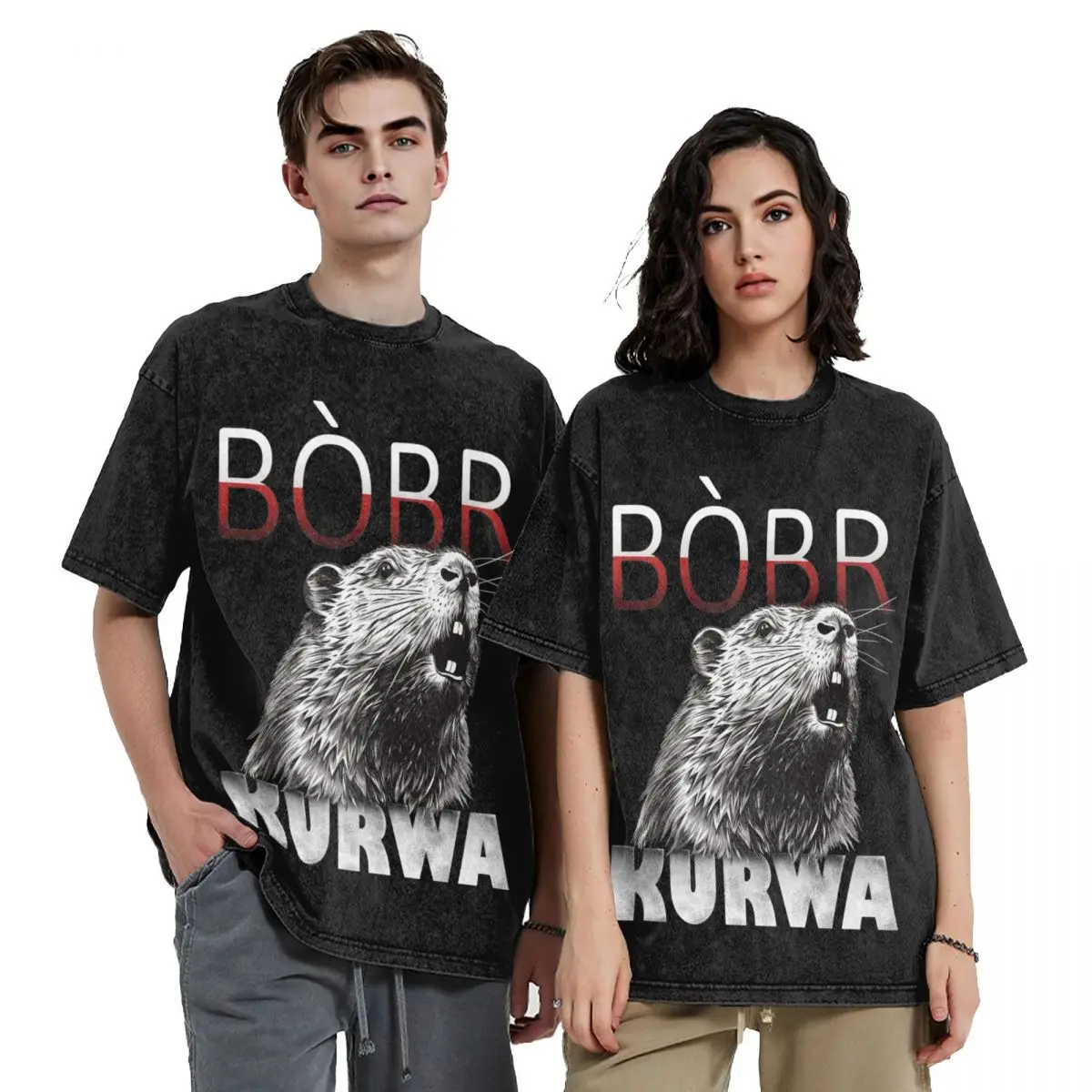 2024 Summer Polish Beaver Meme Bobr Bober Kurwa Washed T Shirt Outfit Oversize T-Shirt Men Women Tee Shirt