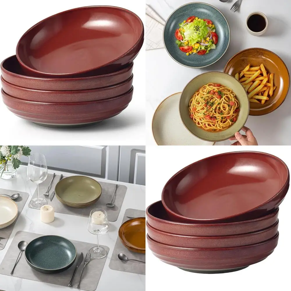 

Набор из 4 больших мисок для пасты объемом 42 унции с двойной реактивной глазурью, идеально подходят для новоселья, вечеринок и использования в микроволновой печи.