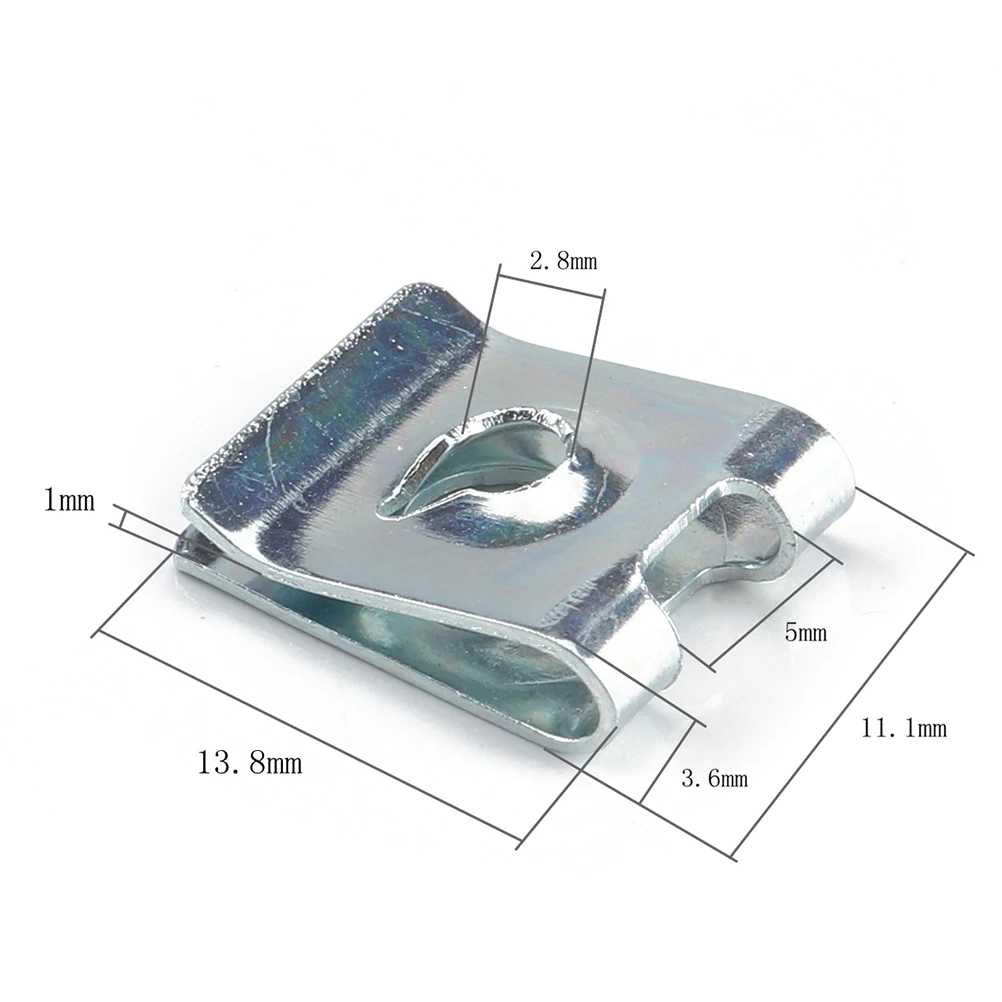 

50 Pcs Zinc U-shaped Reed Nut Nuts for Car Bumper Motorcycle Parts Manganese Steel