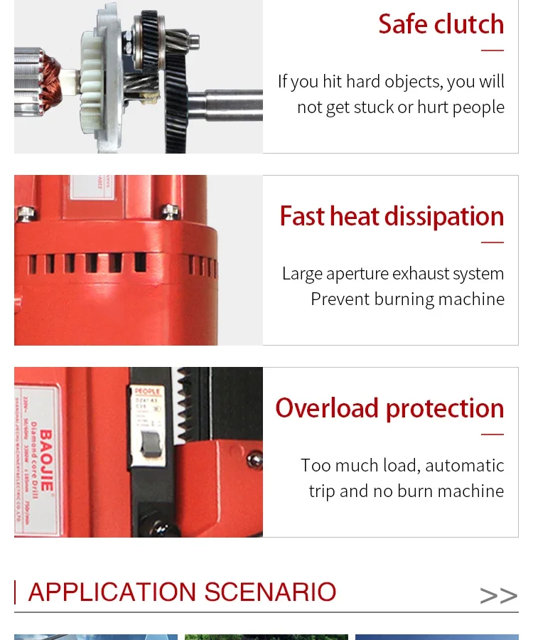 185mm diamond core drilling machine with mine wall borehole mini/small reinforce concrete vertical/portable/hand/stand water