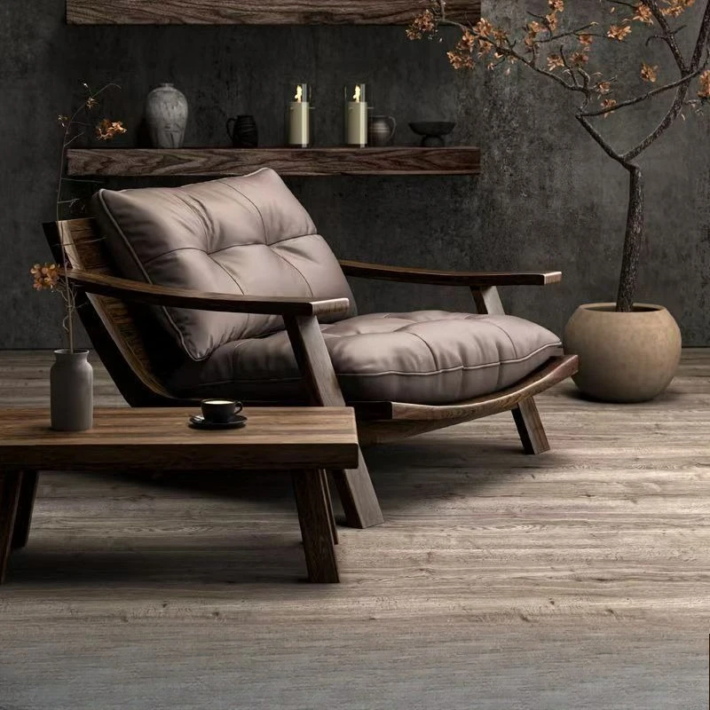 Leather single sofa chair designer tea chair book chair sitting sofa
