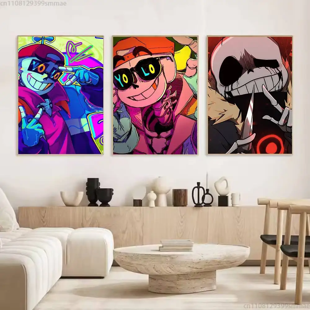 S-Sans Undertale Game new group Poster HD home decor sticky wall waterproof home living room bar aesthetic decor